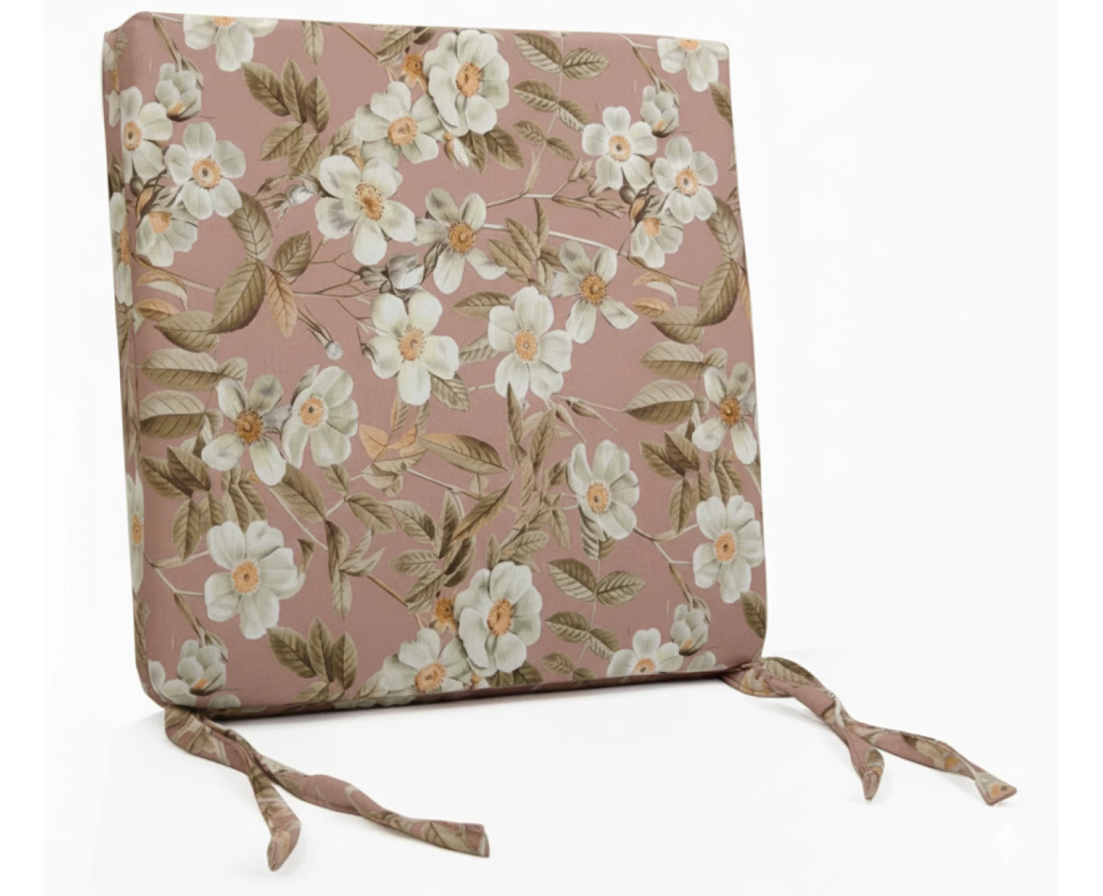 Μαξιλάρι Καρέκλας Με Δέσιμο - Λονέτα Ύφασμα απόχρωση του σομόν με σχέδιo λουλούδια Leire 301 | Mypouf.gr