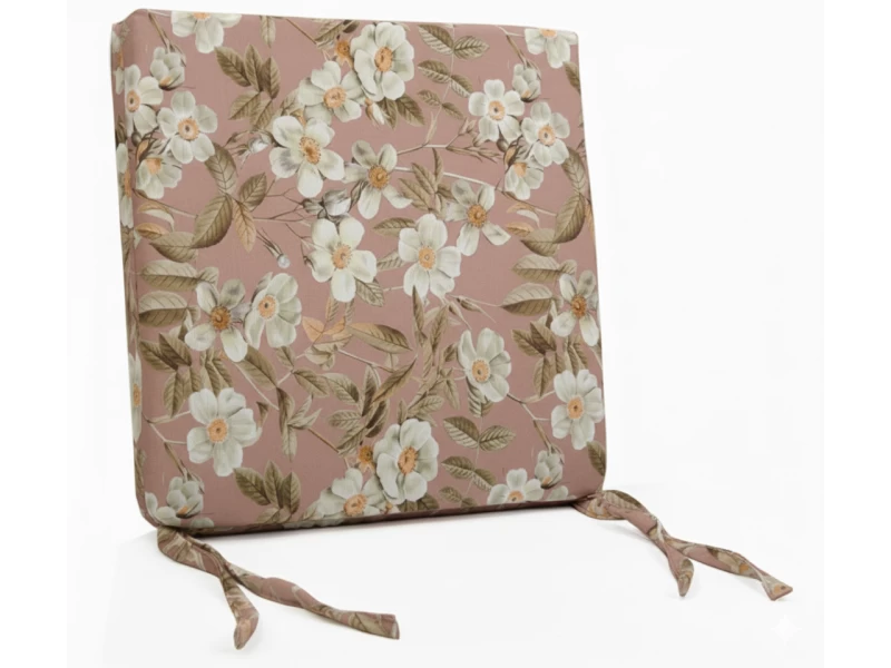 Μαξιλάρι Καρέκλας Με Δέσιμο - Λονέτα Ύφασμα απόχρωση του σομόν με σχέδιo λουλούδια Leire 301