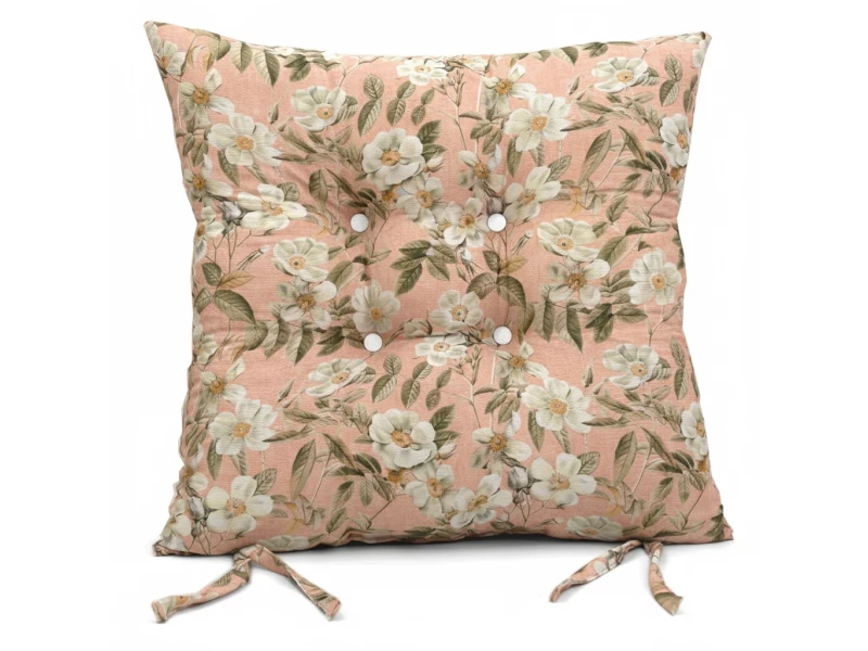 Μαξιλάρι κάθισμα μπαμπού Λονέτα Ύφασμα απόχρωση του σομόν με σχέδιo λουλούδια Leire 301