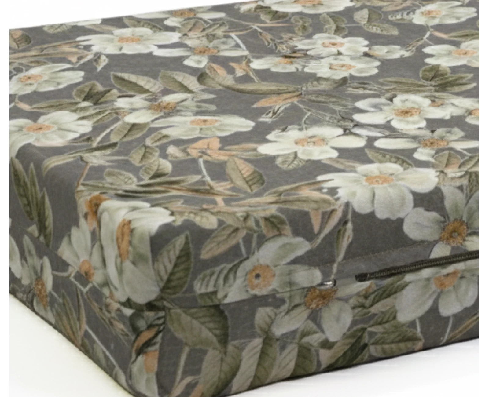 Μαξιλάρι λονέτα ύφασμα για παλέτα απόχρωση του ανθρακί με σχέδιo λουλούδια Leire 801 | Mypouf.gr