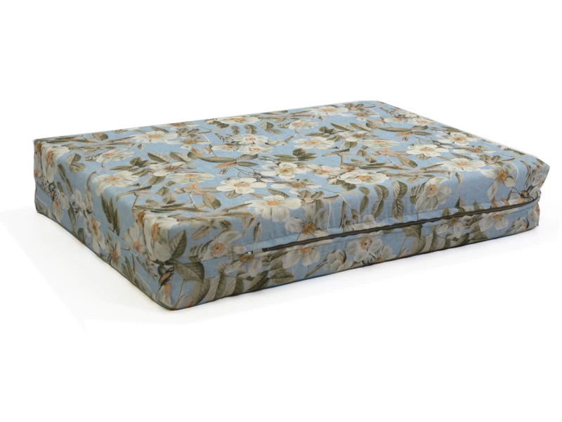 Μαξιλάρι λονέτα ύφασμα για παλέτα απόχρωση του γαλάζιου με σχέδιo λουλούδια Leire 601