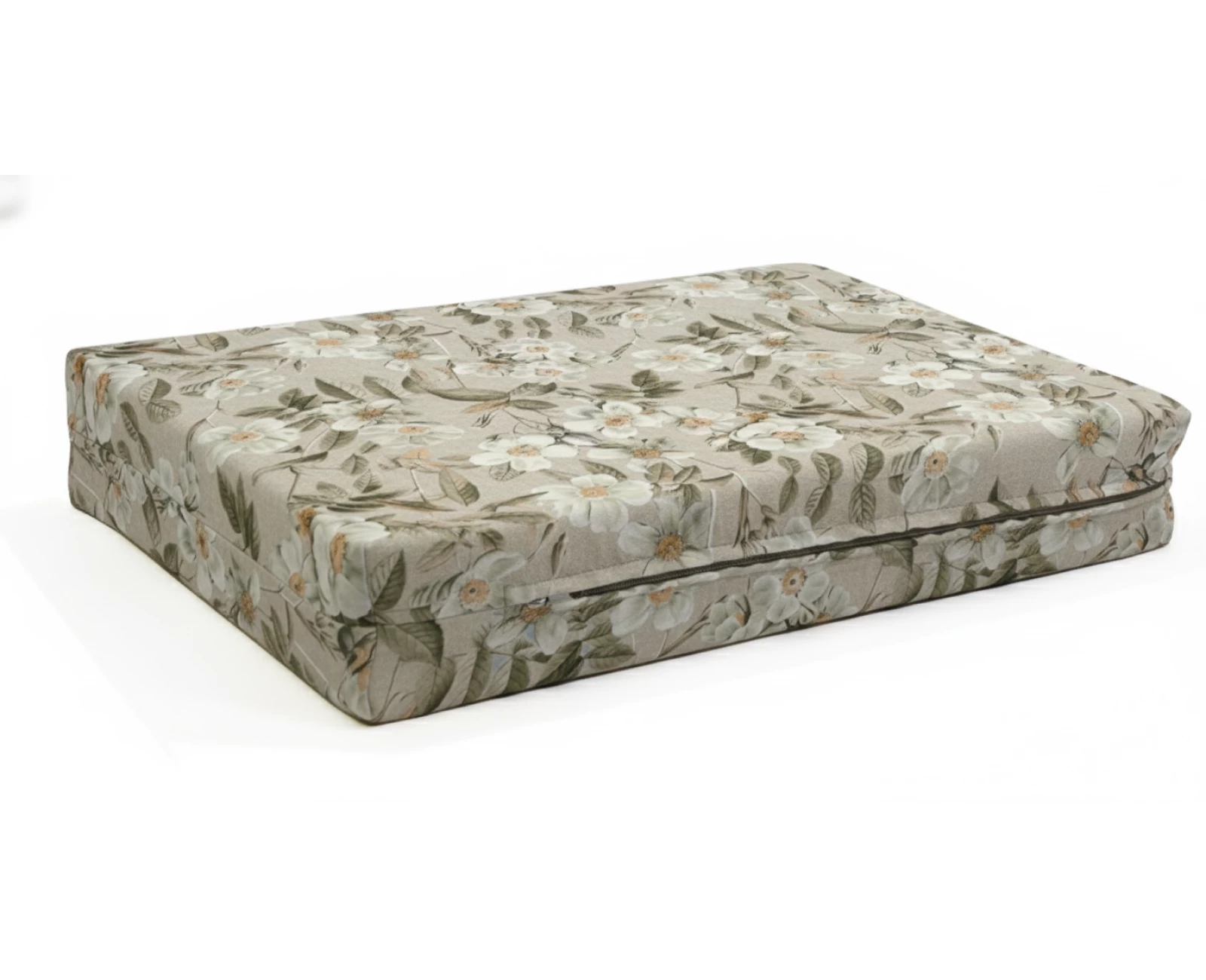 Μαξιλάρι λονέτα ύφασμα για παλέτα απόχρωση του μπέζ με σχέδιo λουλούδια Leire 101 | Mypouf.gr