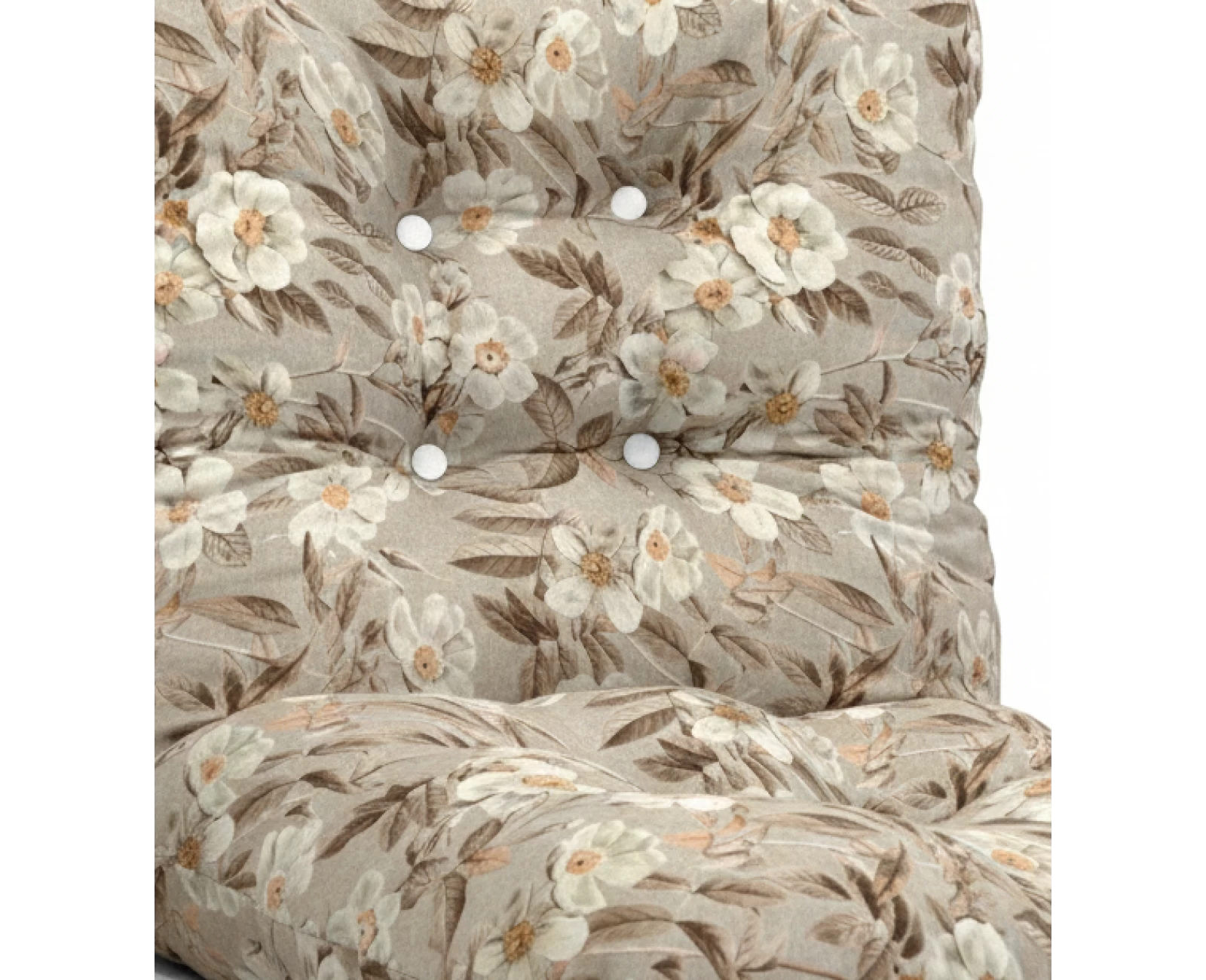 Μαξιλάρι μπαμπού ύφασμα λονέτα με πλάτη απόχρωση του μπεζ με σχέδιo λουλούδια Leire 101 | Mypouf.gr