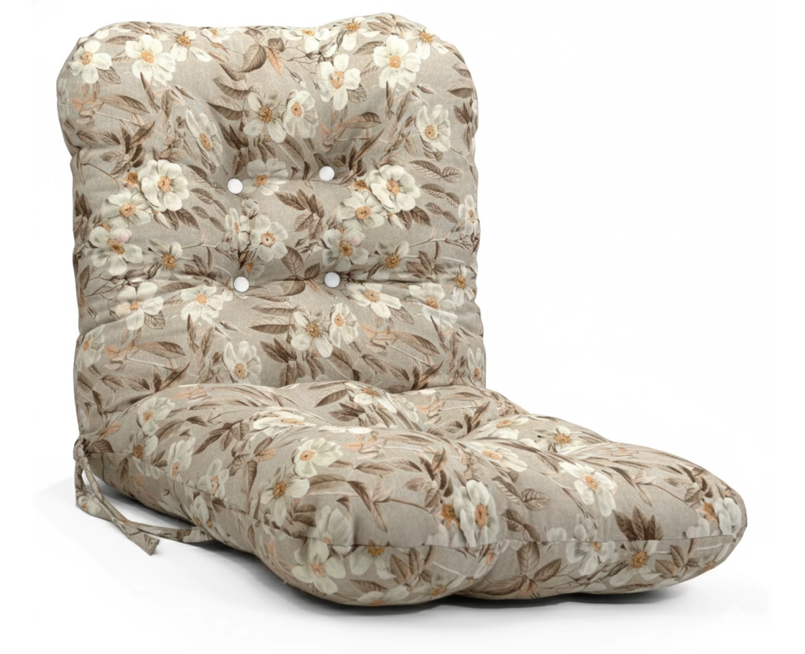 Μαξιλάρι μπαμπού ύφασμα λονέτα με πλάτη απόχρωση του μπεζ με σχέδιo λουλούδια Leire 101 | Mypouf.gr