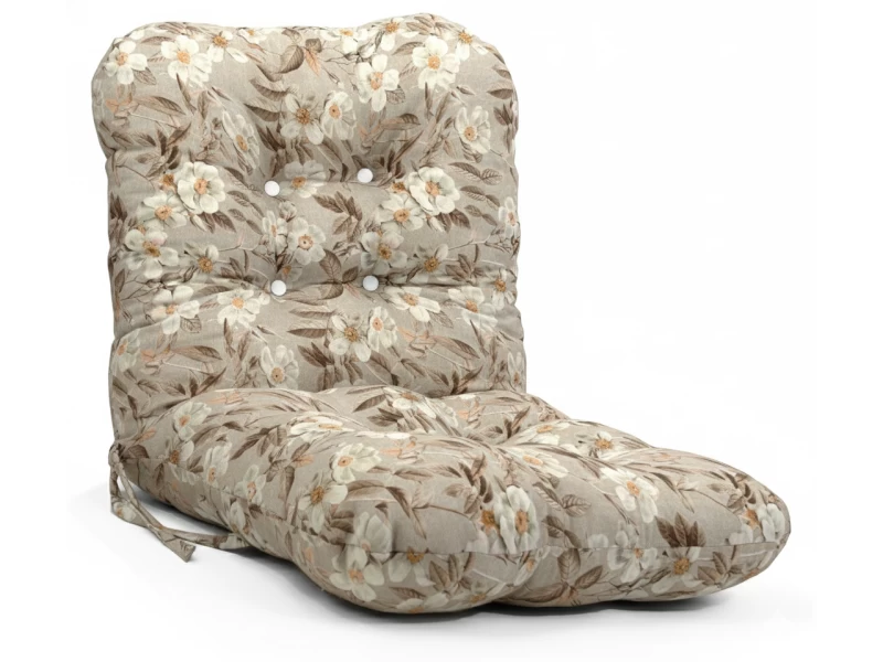 Μαξιλάρι μπαμπού ύφασμα λονέτα με πλάτη απόχρωση του μπεζ με σχέδιo λουλούδια Leire 101