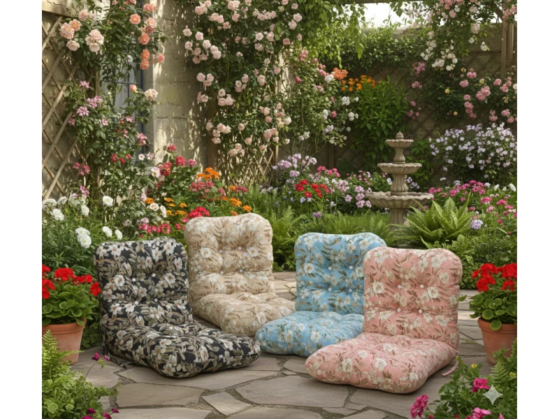 Μαξιλάρι μπαμπού ύφασμα λονέτα με πλάτη απόχρωση του ανθρακί με σχέδιo λουλούδια Leire 801