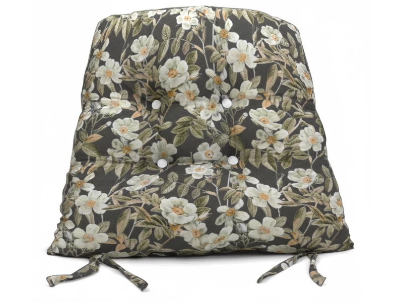 Μαξιλάρι πέταλο κάθισμα μπαμπού - Λονέτα Ύφασμα απόχρωση του ανθρακί με σχέδιo λουλούδια Leire 801