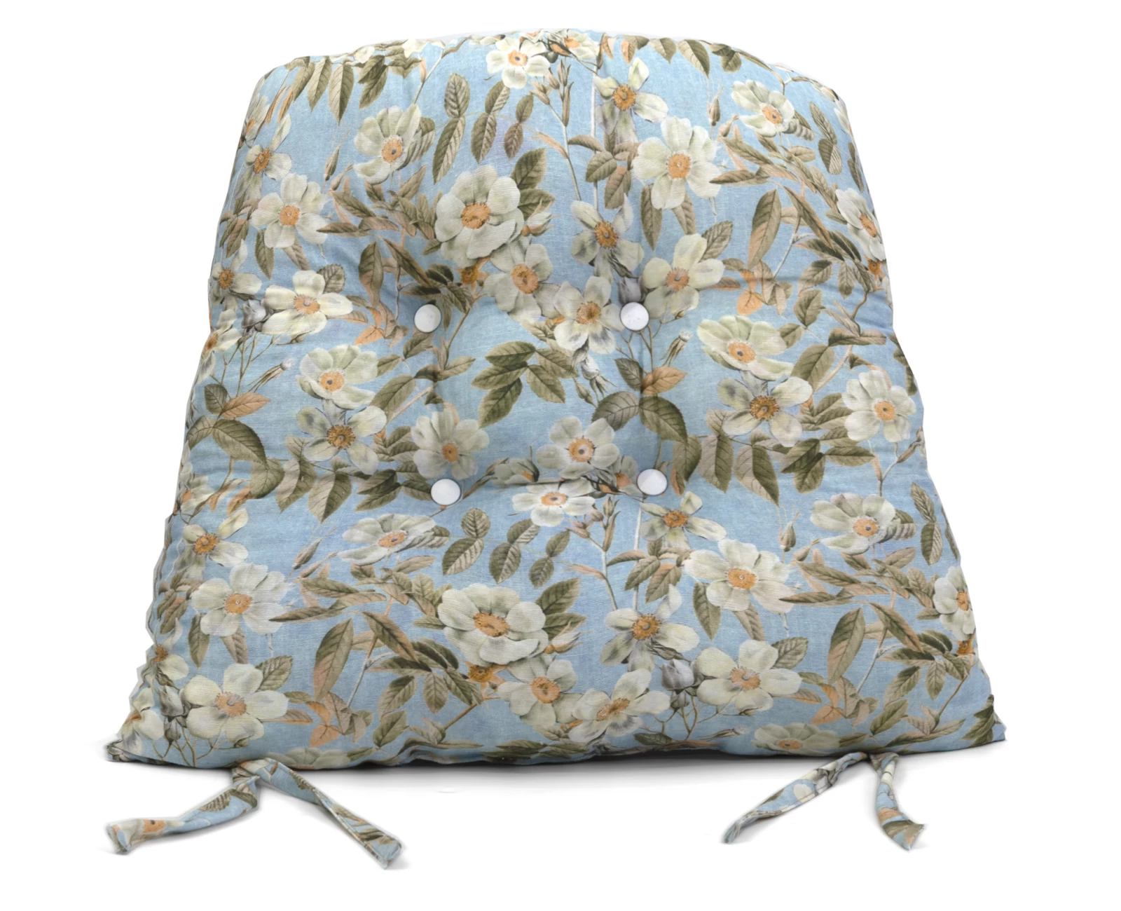 Μαξιλάρι πέταλο κάθισμα μπαμπού - Λονέτα Ύφασμα απόχρωση του γαλάζιου με σχέδιo λουλούδια Leire 601 | Mypouf.gr