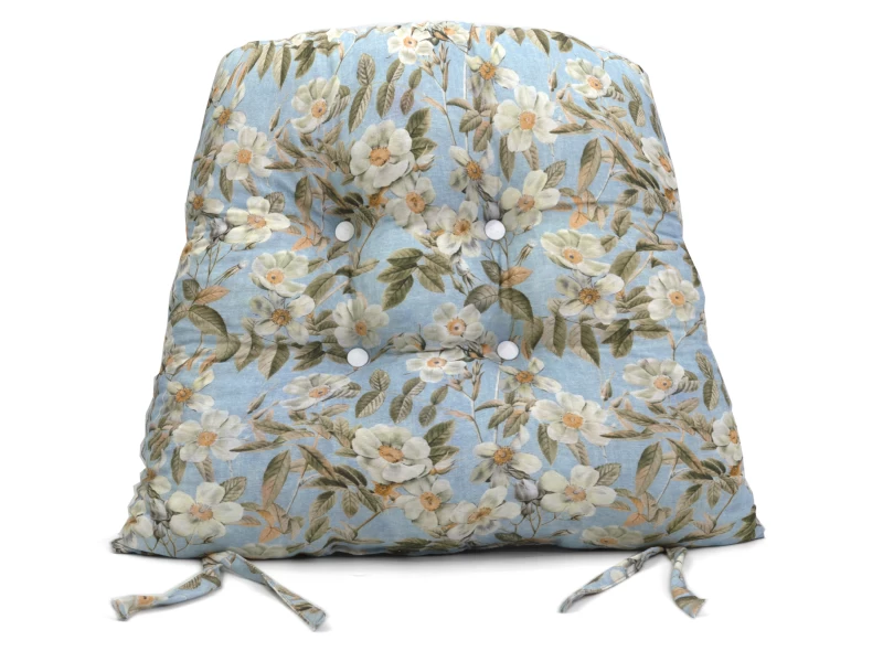 Μαξιλάρι πέταλο κάθισμα μπαμπού - Λονέτα Ύφασμα απόχρωση του γαλάζιου με σχέδιo λουλούδια Leire 601