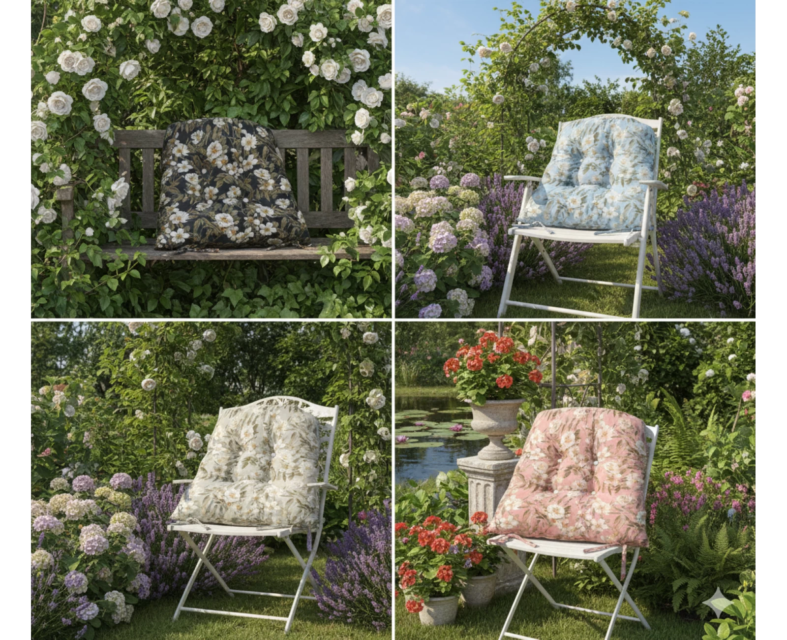 Μαξιλάρι πέταλο κάθισμα μπαμπού - Λονέτα Ύφασμα απόχρωση του μπεζ με σχέδιo λουλούδια Leire 101 | Mypouf.gr