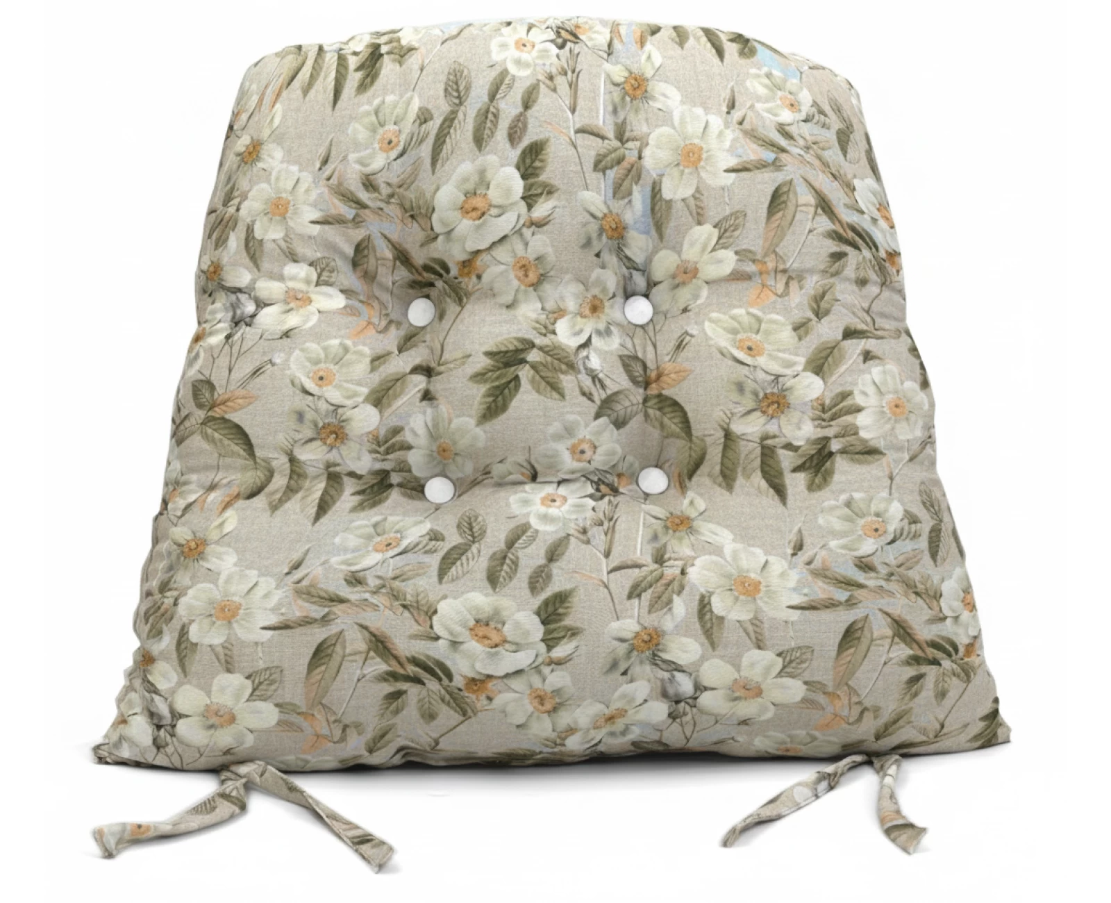 Μαξιλάρι πέταλο κάθισμα μπαμπού - Λονέτα Ύφασμα απόχρωση του μπεζ με σχέδιo λουλούδια Leire 101 | Mypouf.gr