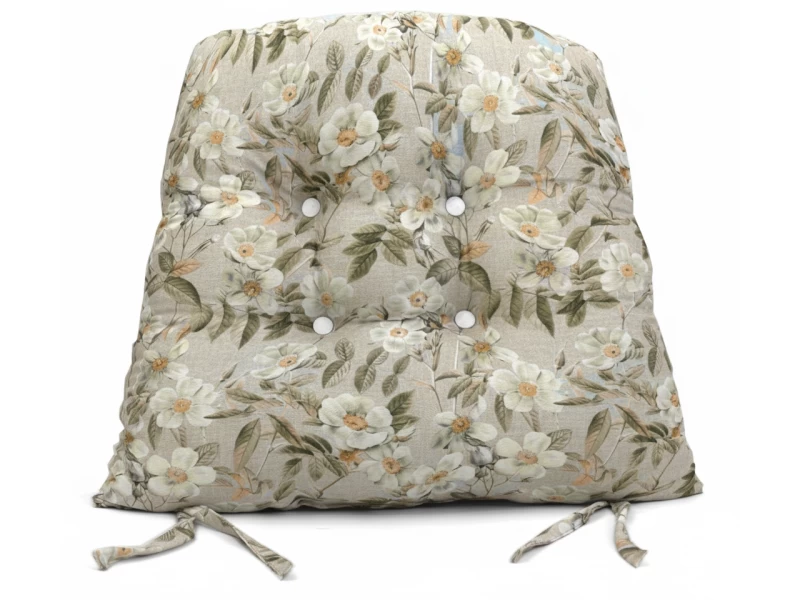 Μαξιλάρι πέταλο κάθισμα μπαμπού - Λονέτα Ύφασμα απόχρωση του μπεζ με σχέδιo λουλούδια Leire 101