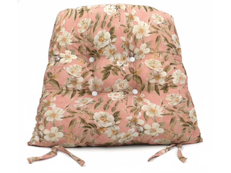 Μαξιλάρι πέταλο κάθισμα μπαμπού - Λονέτα Ύφασμα απόχρωση του σομόν με σχέδιo λουλούδια Leire 301