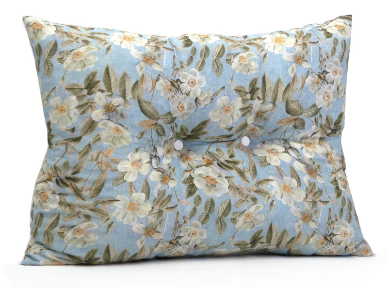 Μαξιλάρι Πλάτης Με 2 Κουμπιά Λονέτα απόχρωση του γαλάζιου με σχέδιo λουλούδια Leire 601
