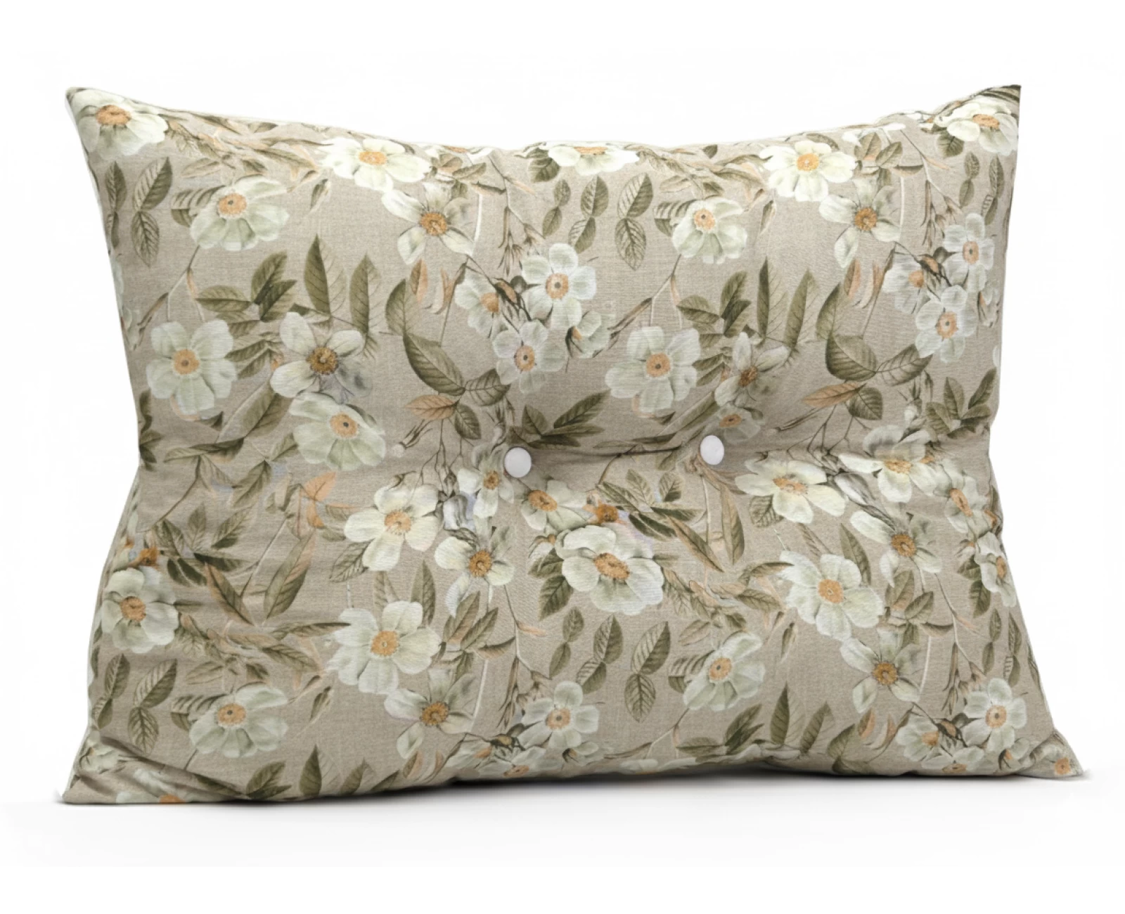 Μαξιλάρι Πλάτης Με 2 Κουμπιά Λονέτα απόχρωση του μπέζ με σχέδιo λουλούδια Leire 101 | Mypouf.gr