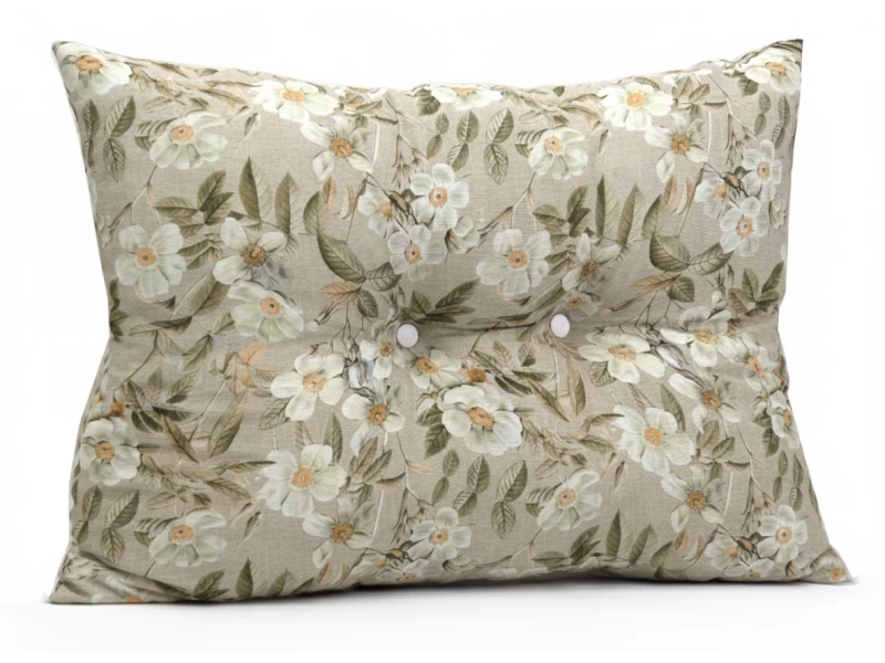 Μαξιλάρι Πλάτης Με 2 Κουμπιά Λονέτα απόχρωση του μπέζ με σχέδιo λουλούδια Leire 101