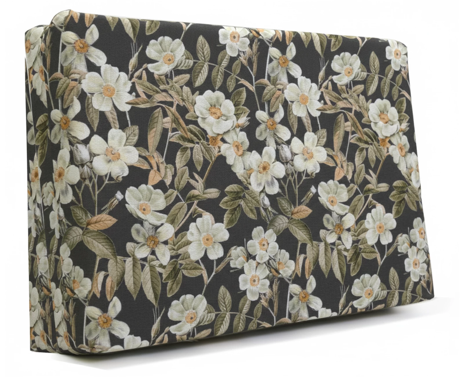 Μαξιλάρι πλάτης τριγωνικό Λονέτα Ύφασμα απόχρωση του ανθρακί με σχέδιo λουλούδια Leire 801 | Mypouf.gr