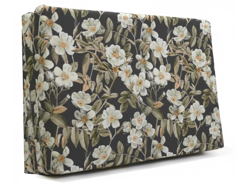 Μαξιλάρι πλάτης τριγωνικό Λονέτα Ύφασμα απόχρωση του ανθρακί με σχέδιo λουλούδια Leire 801