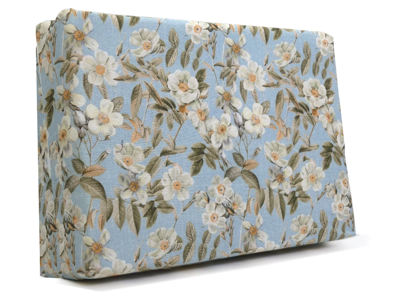 Μαξιλάρι πλάτης τριγωνικό Λονέτα Ύφασμα απόχρωση του γαλάζιου με σχέδιo λουλούδια Leire 601