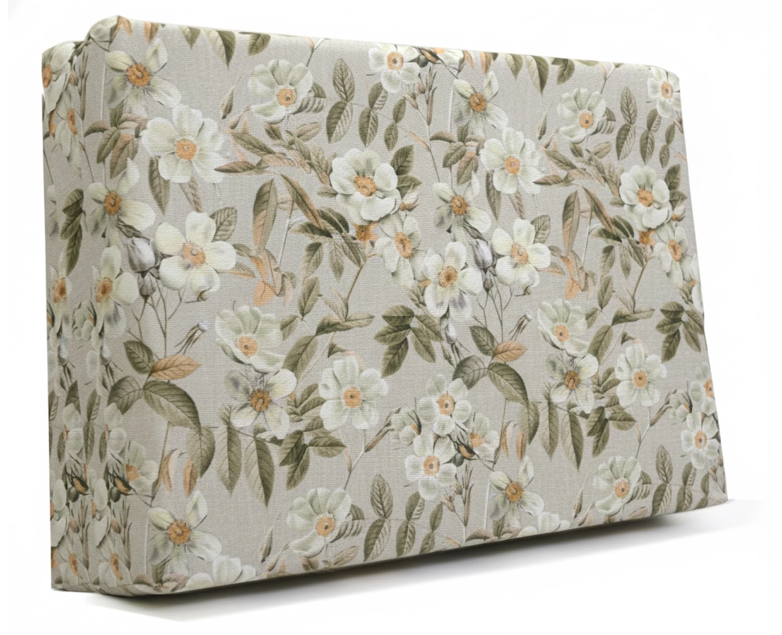 Μαξιλάρι πλάτης τριγωνικό Λονέτα Ύφασμα απόχρωση του μπεζ με σχέδιo λουλούδια Leire 101 | Mypouf.gr