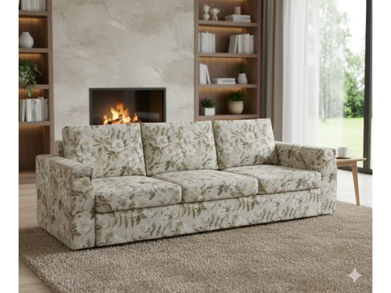 Μαξιλάρι πλάτης τριγωνικό Λονέτα Ύφασμα απόχρωση του μπεζ με σχέδιo λουλούδια Leire 101