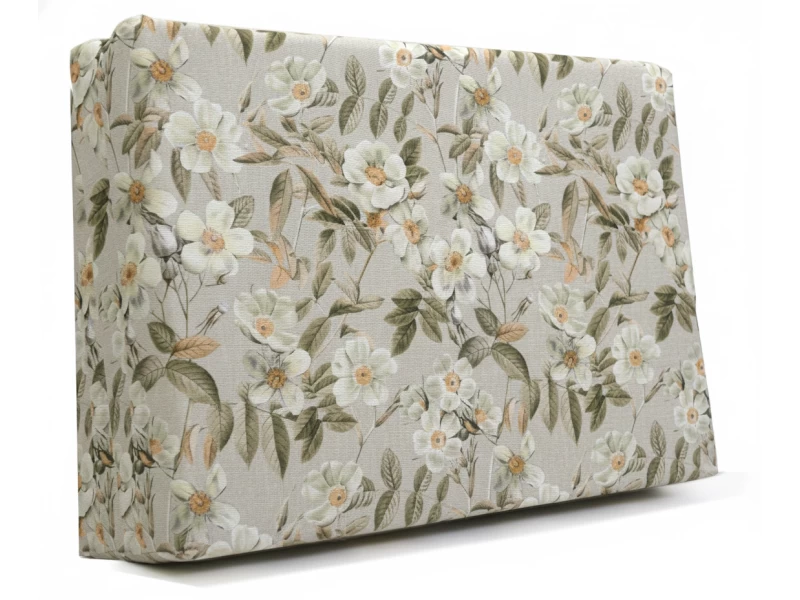 Μαξιλάρι πλάτης τριγωνικό Λονέτα Ύφασμα απόχρωση του μπεζ με σχέδιo λουλούδια Leire 101