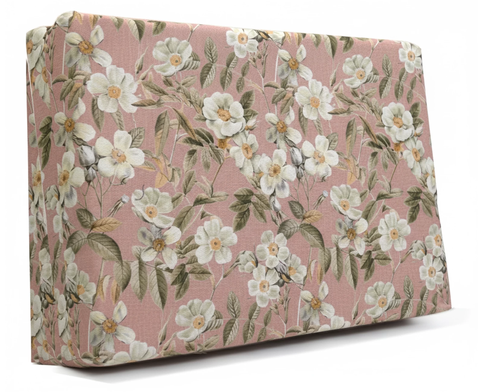 Μαξιλάρι πλάτης τριγωνικό Λονέτα Ύφασμα απόχρωση του σομόν με σχέδιo λουλούδια Leire 301 | Mypouf.gr