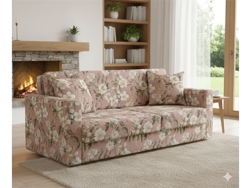 Μαξιλάρι πλάτης τριγωνικό Λονέτα Ύφασμα απόχρωση του σομόν με σχέδιo λουλούδια Leire 301