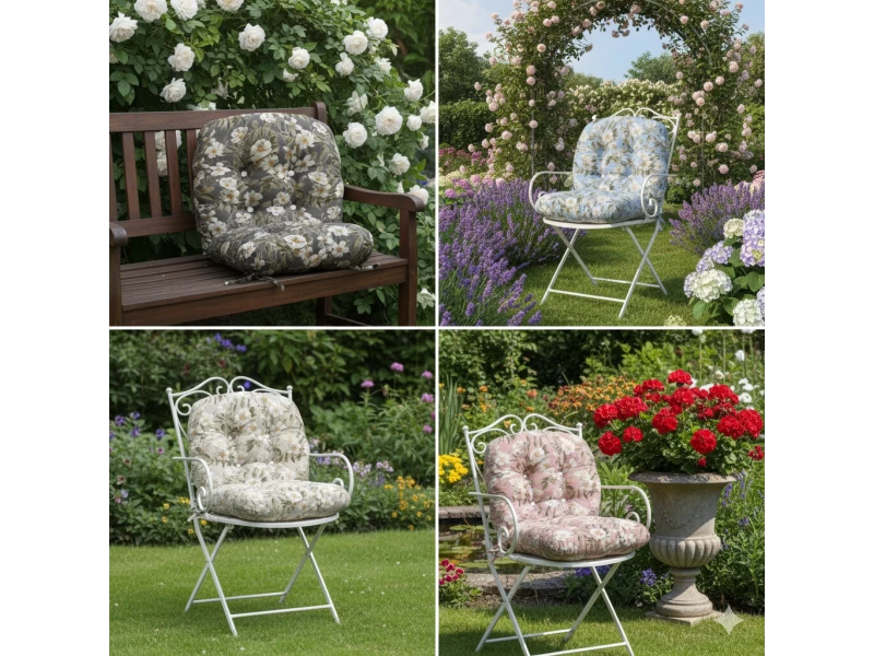 Μαξιλάρι στρογγυλό κάθισμα μπαμπού Λονέτα Ύφασμα απόχρωση του ανθρακί με σχέδιo λουλούδια Leire 801