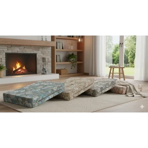 Μαξιλάρι λονέτα ύφασμα για παλέτα απόχρωση του σομόν με σχέδιo λουλούδια Leire 301