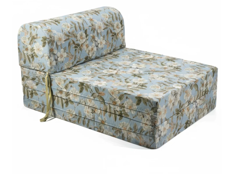 Πολυθρόνα - Κρεβάτι Flip Chair Florina Λονέτα Ύφασμα απόχρωση του γαλάζιου με σχέδιo λουλούδια Leire 601
