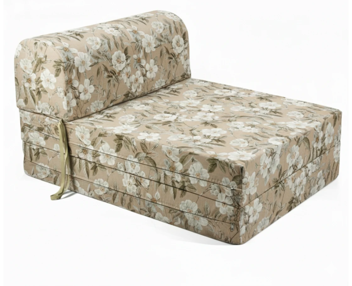 Πολυθρόνα - Κρεβάτι Flip Chair Florina Λονέτα Ύφασμα απόχρωση του μπέζ με σχέδιo λουλούδια Leire 101 | Mypouf.gr