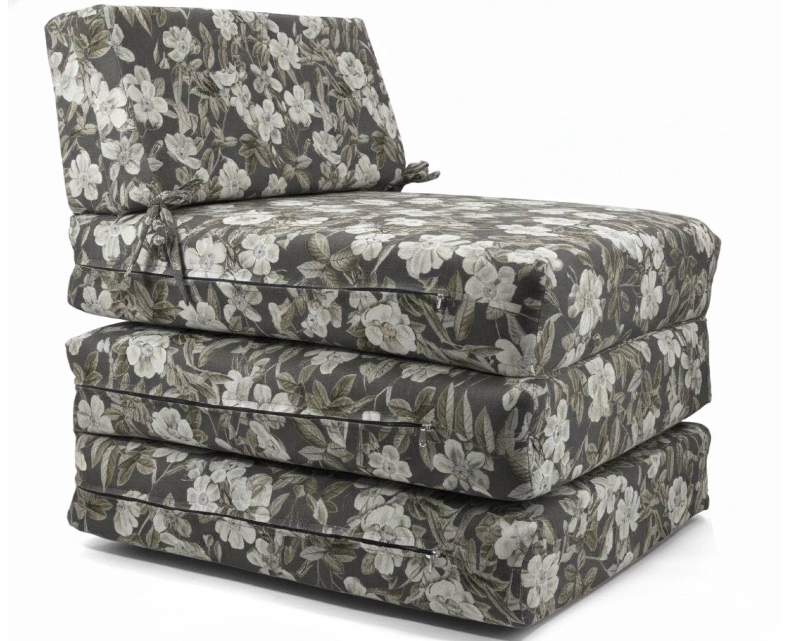 Πολυθρόνα - Κρεβάτι Flip Chair Panama Λονέτα Ύφασμα απόχρωση του ανθρακί με σχέδιo λουλούδια Leire 801 | Mypouf.gr