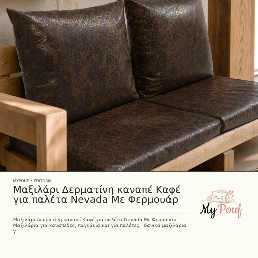 Μαξιλάρι Δερματίνη καναπέ Καφέ για παλέτα Nevada Με Φερμουάρ - MyPouf inspiration