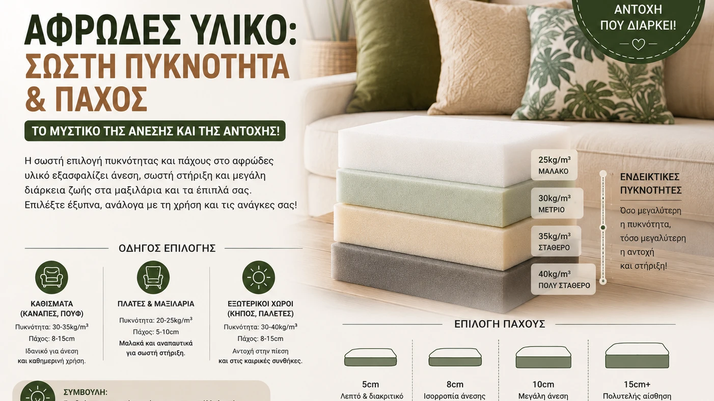 Αφρώδες υλικό: σωστή πυκνότητα και πάχος