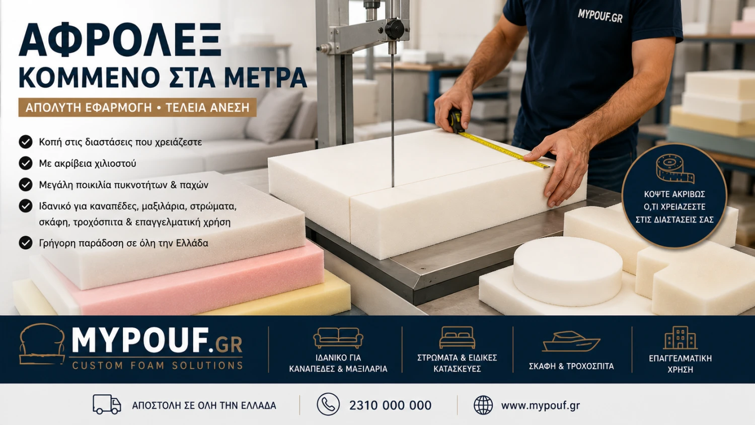 Αφρολέξ Κομμένο στα Μέτρα