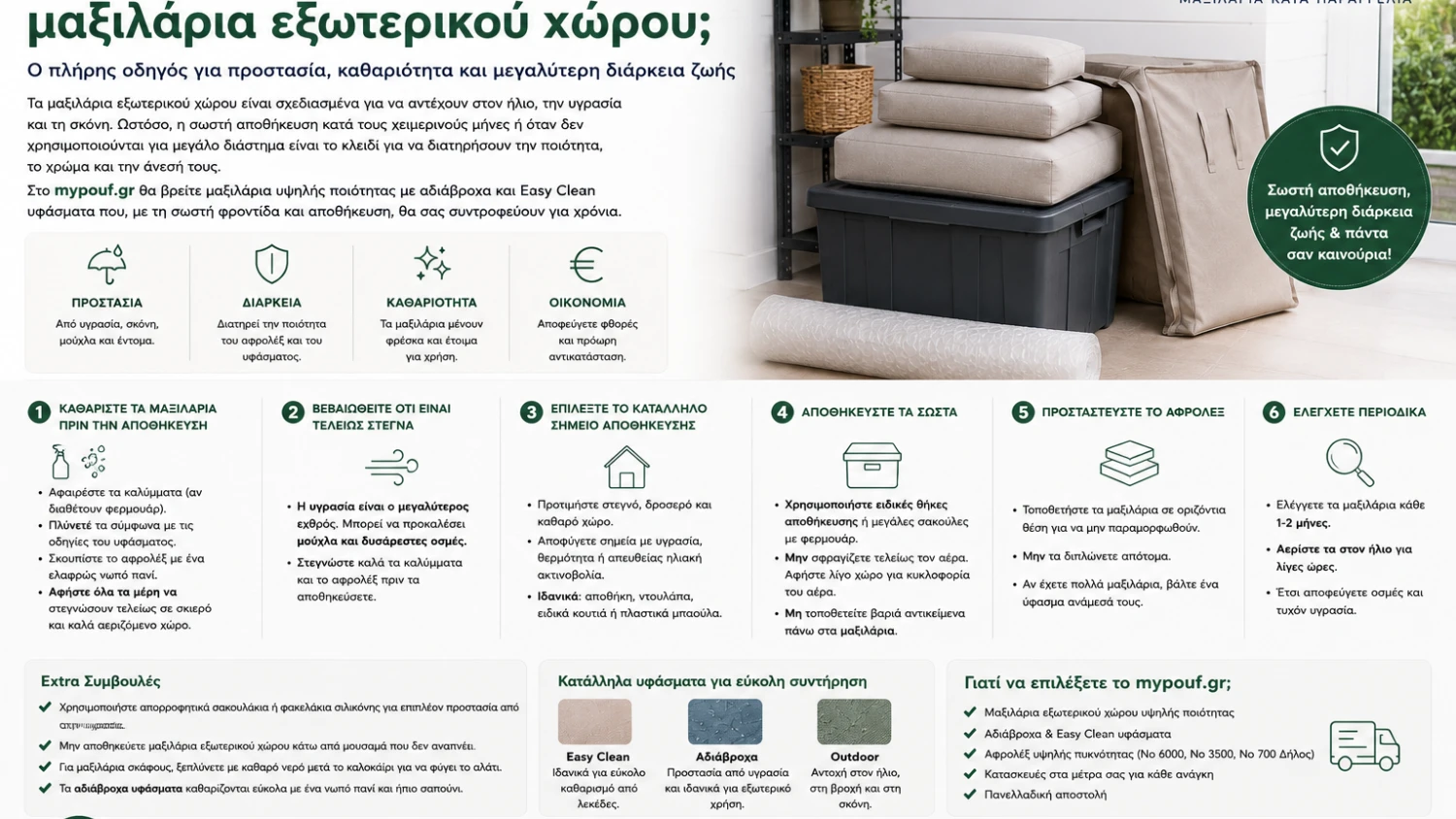 Πώς αποθηκεύω μαξιλάρια εξωτερικού χώρου
