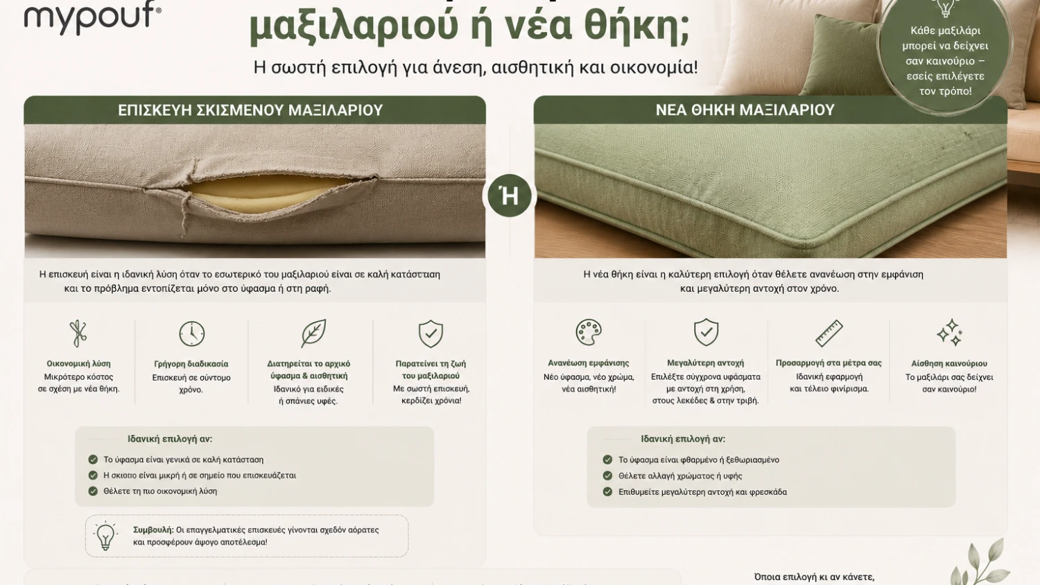 Επισκευή σκισμένου μαξιλαριού ή νέα θήκη;