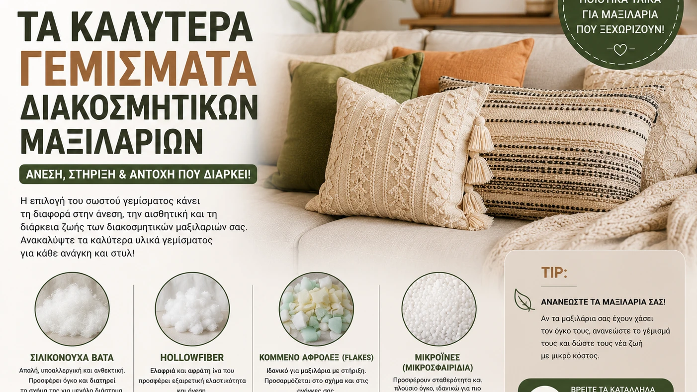 Καλύτερα γεμίσματα διακοσμητικών μαξιλαριών