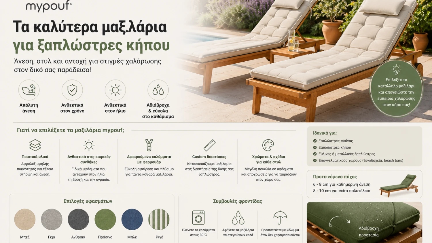 Τα καλύτερα μαξιλάρια για ξαπλώστρες κήπου