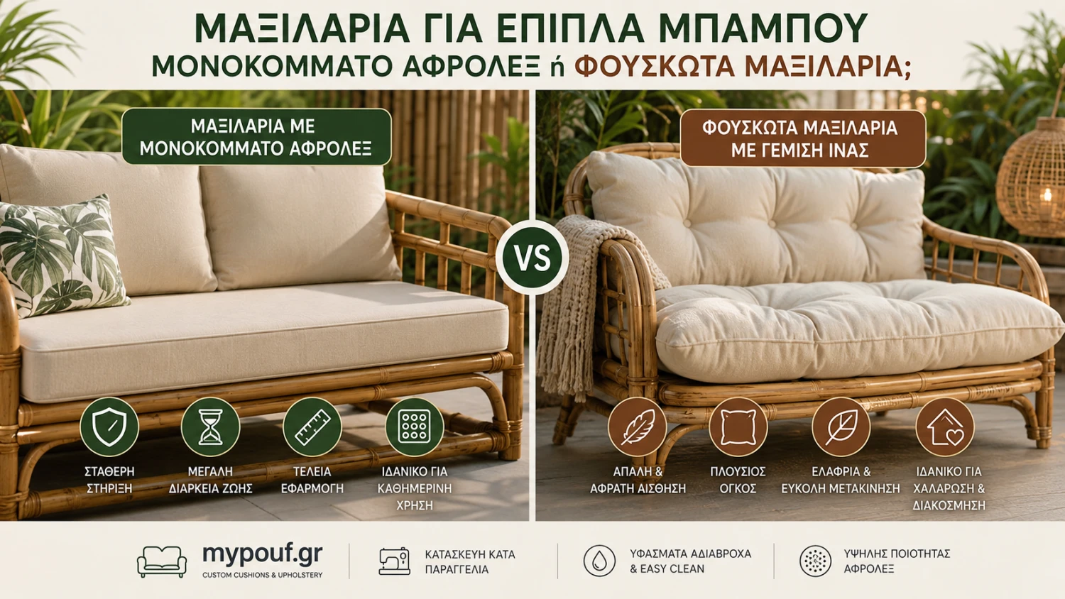Μαξιλάρια με Μονοκόμματο Αφρολέξ ή Φουσκωτά Μαξιλάρια για Μπαμπού;