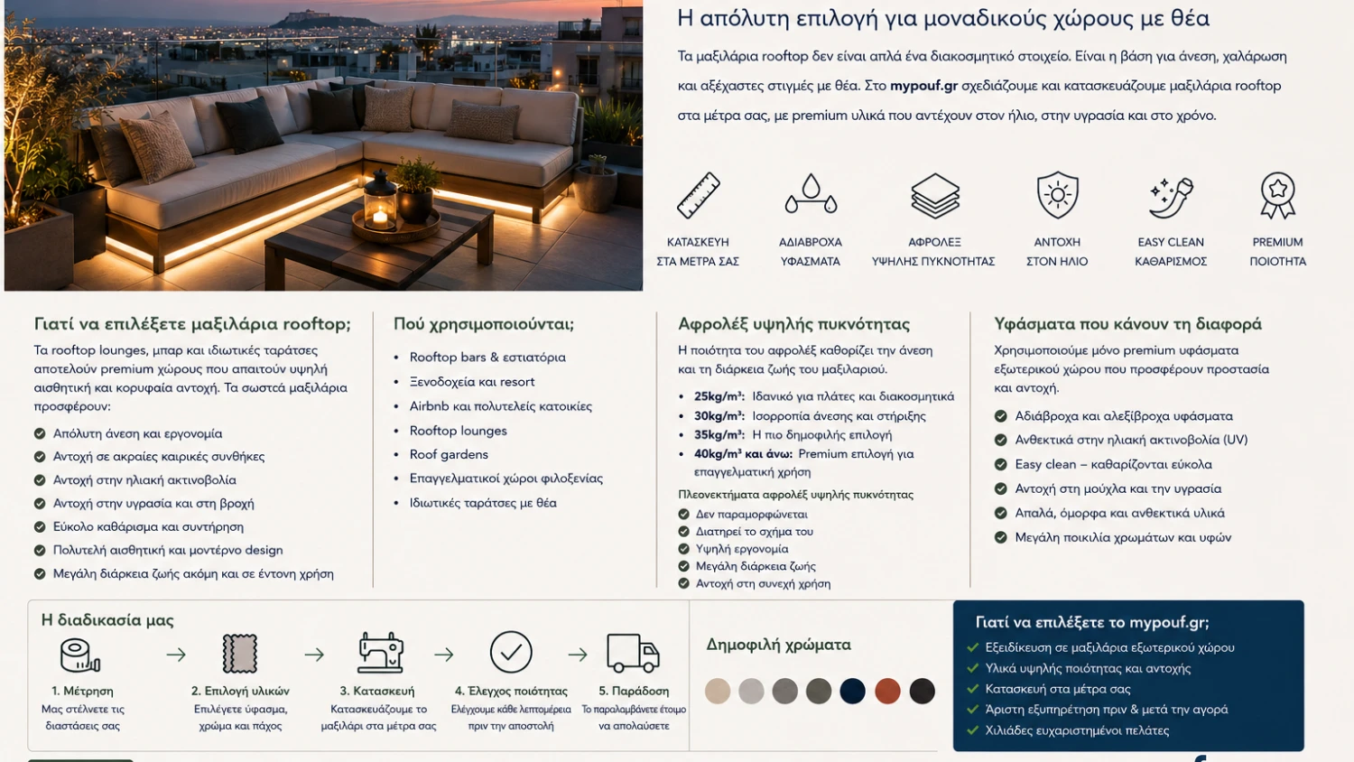 Μαξιλάρια Rooftop στα Μέτρα σας