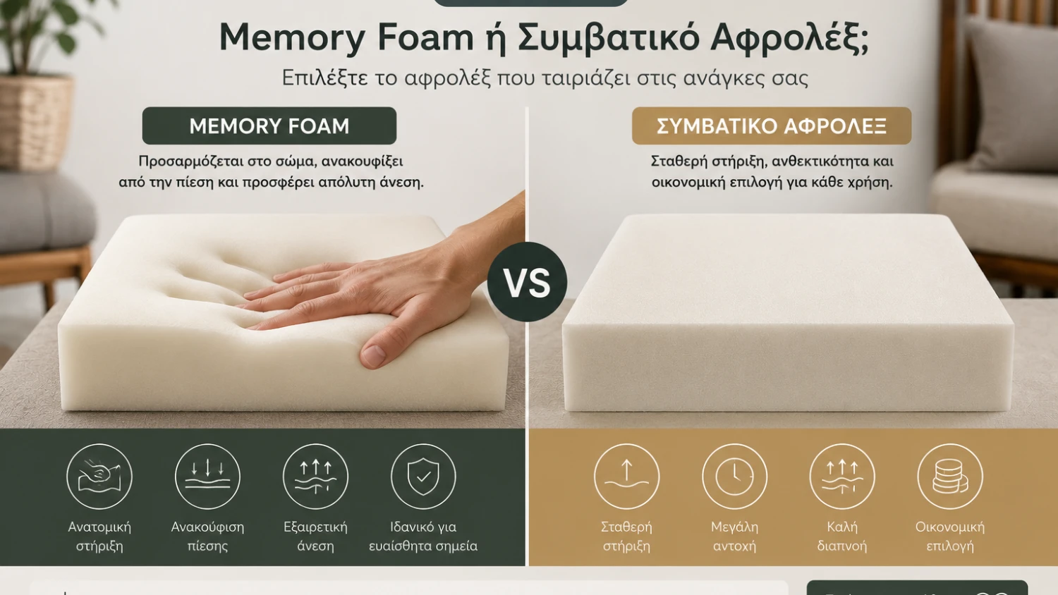 Memory Foam ή Συμβατικό Αφρολέξ: Τι να Επιλέξετε;