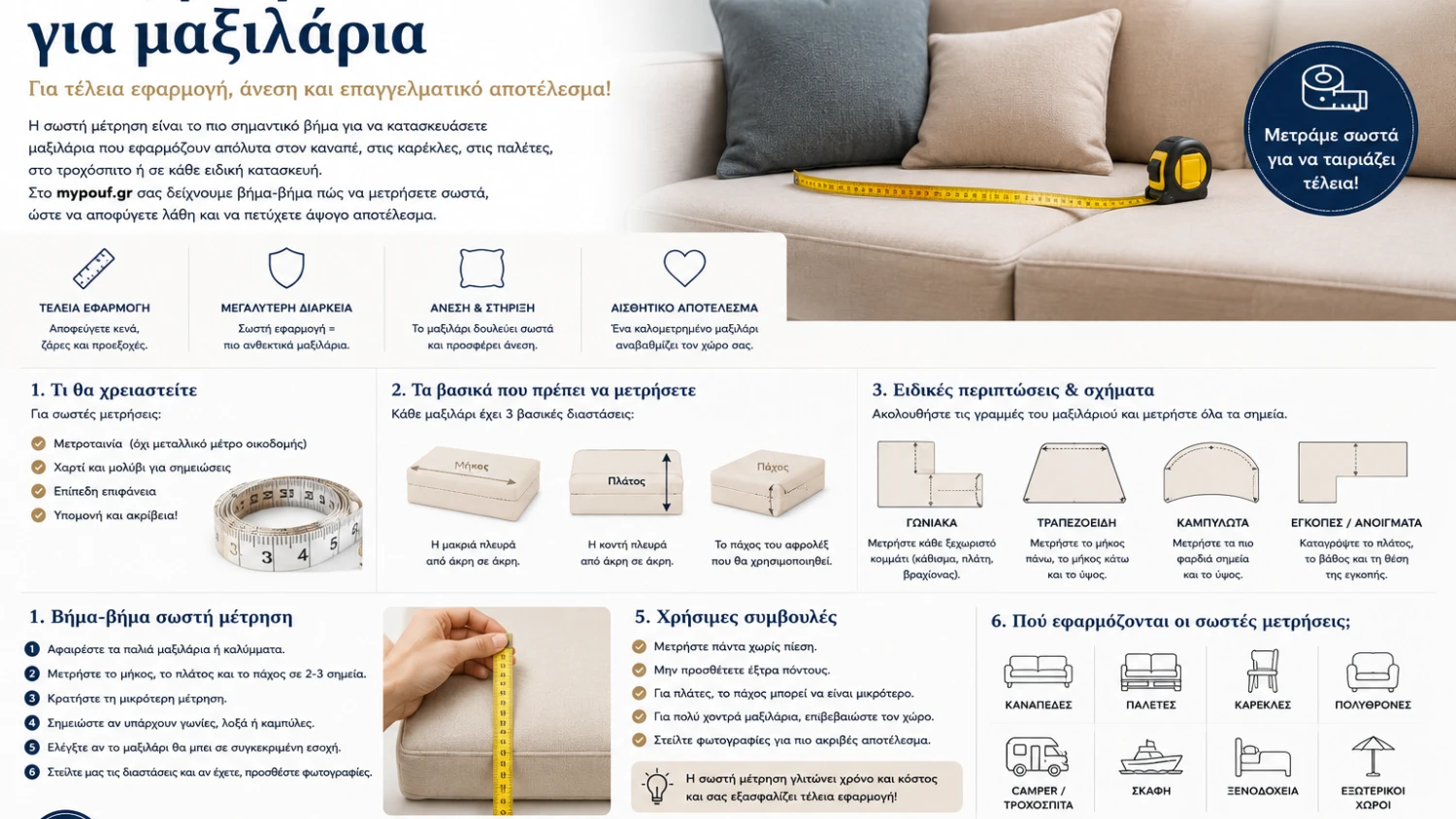 Πώς Μετράω Σωστά για Μαξιλάρια; Πλήρης Οδηγός Μετρήσεων