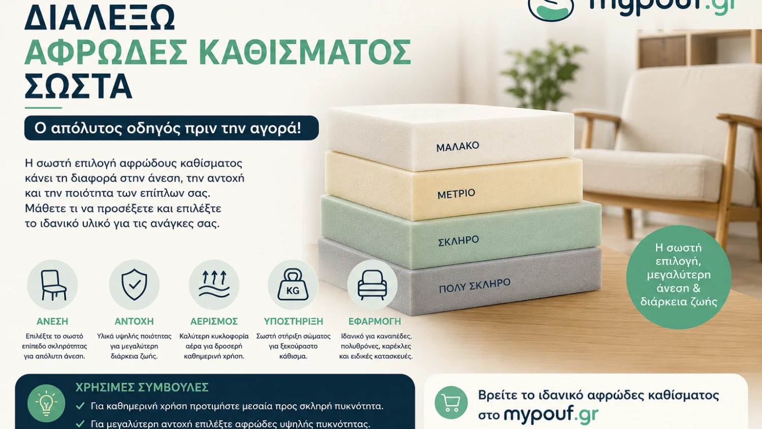 Πώς να διαλέξω αφρώδες καθίσματος σωστά