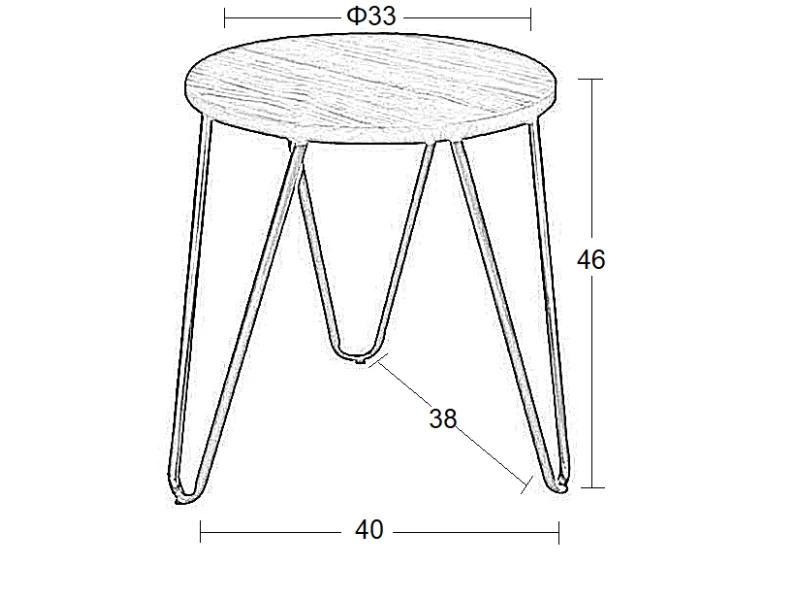LARA ΣΚΑΜΠΟ 46εκ. ΜΕΤΑΛΛΟ/ΞΥΛΟ K/D 40X38X46/Φ33εκ.