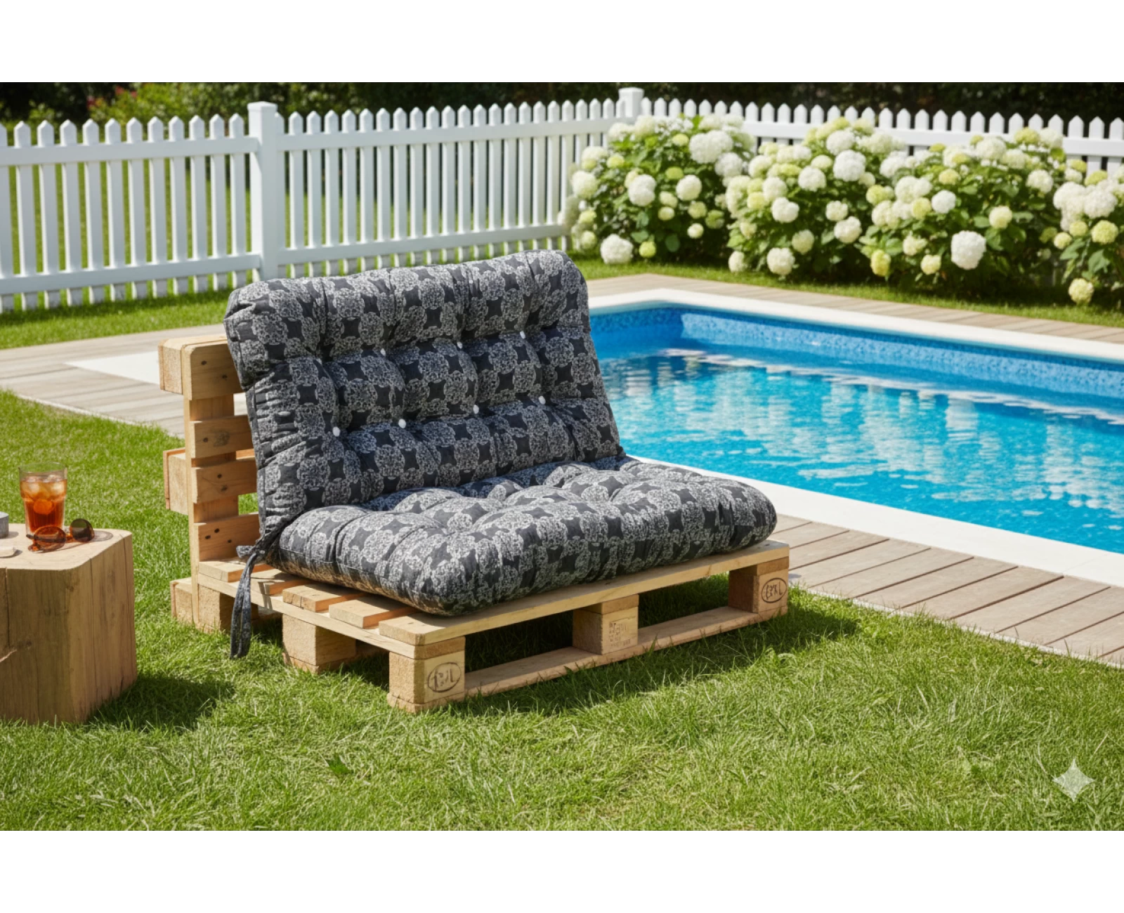 Μαξιλάρι για καναπέ με ενσωματωμένη πλάτη - Λονέτα Ύφασμα απόχρωση του ανθρακί με σχέδιο Kanada | Mypouf.gr