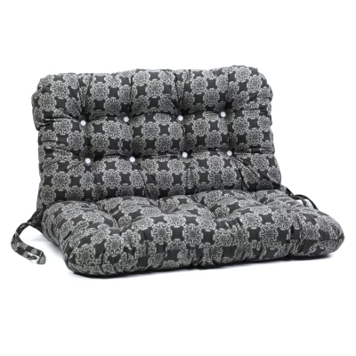 Μαξιλάρι για καναπέ με ενσωματωμένη πλάτη - Λονέτα Ύφασμα απόχρωση του ανθρακί με σχέδιο Kanada