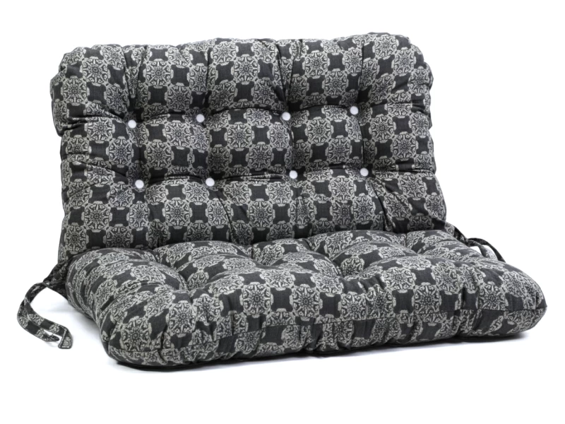 Μαξιλάρι για καναπέ με ενσωματωμένη πλάτη - Λονέτα Ύφασμα απόχρωση του ανθρακί με σχέδιο Kanada - Norman