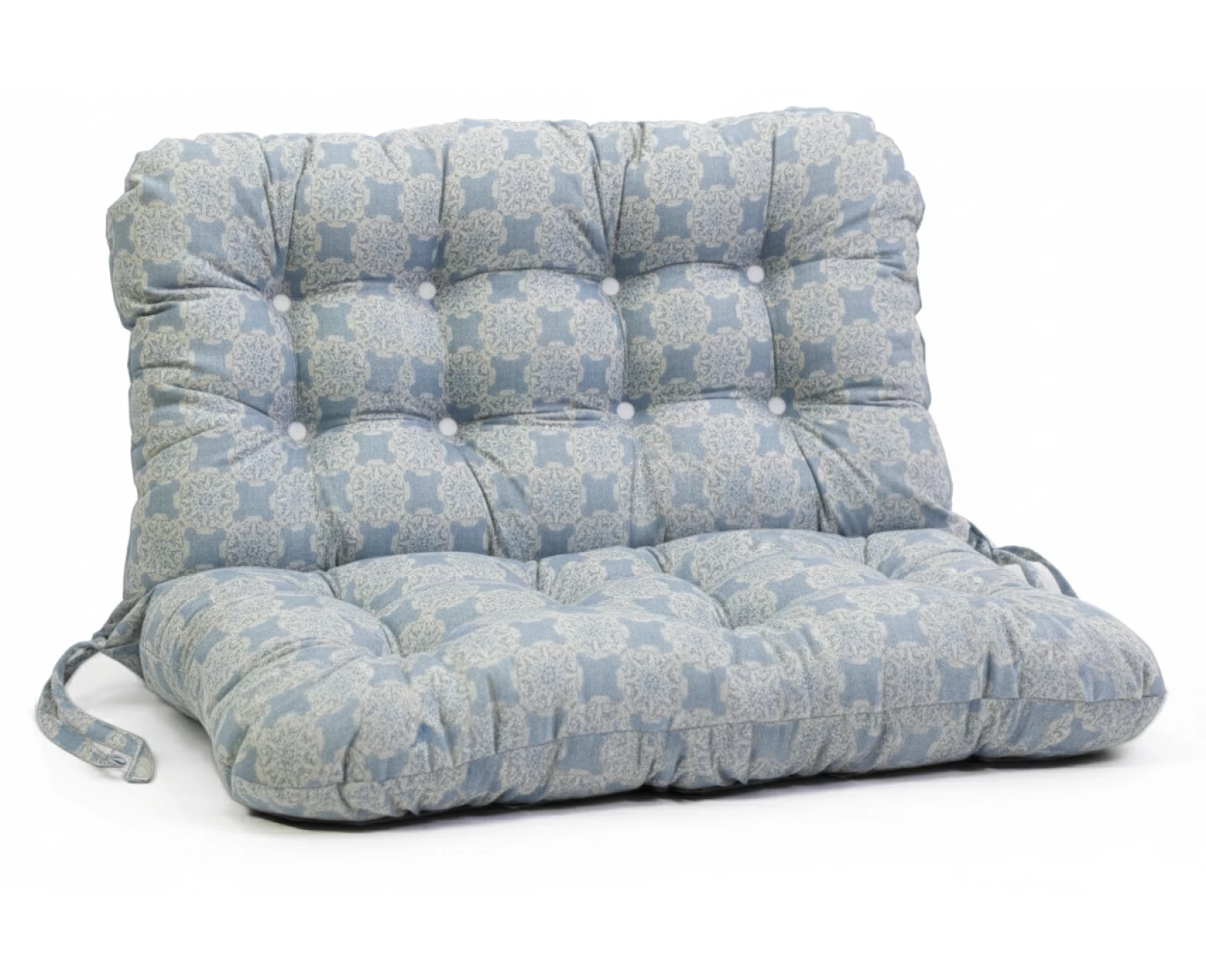 Μαξιλάρι για καναπέ με ενσωματωμένη πλάτη - Λονέτα Ύφασμα απόχρωση του γαλάζιου με σχέδιο Kanada | Mypouf.gr